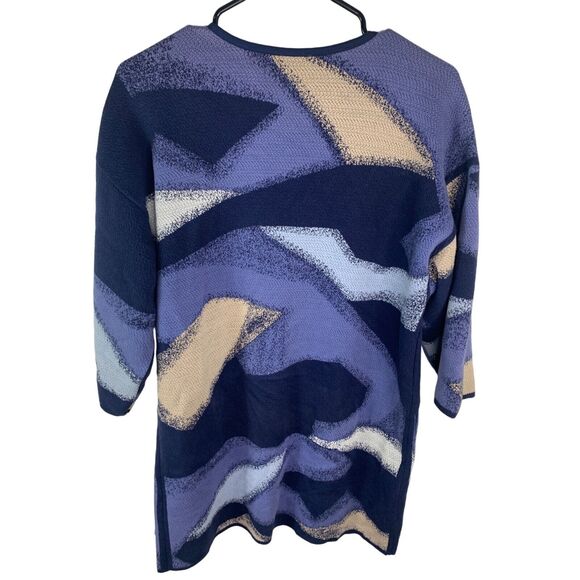 Chicos Womens Open Front Cardigan Size 1 Abstract Pattern 3/4 Sleeves - Picture 2 of 6